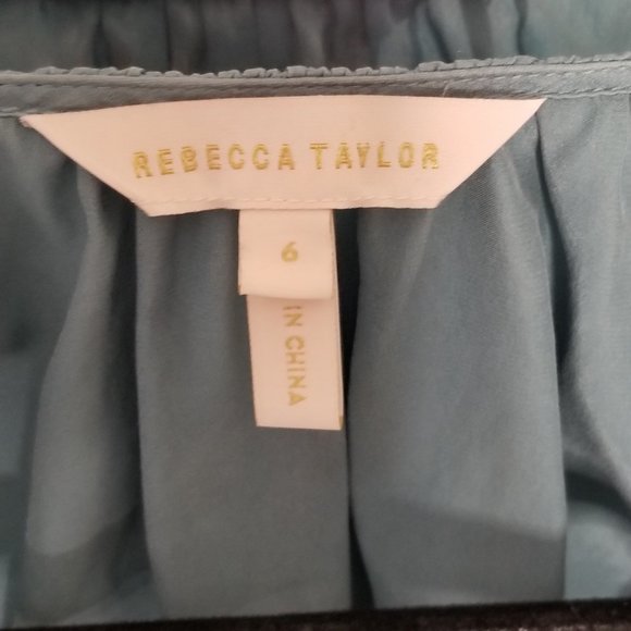 Rebecca Taylor Short-Sleeve Silk Charmeuse V-Neck Top, Size 6 - Picture 8 of 16